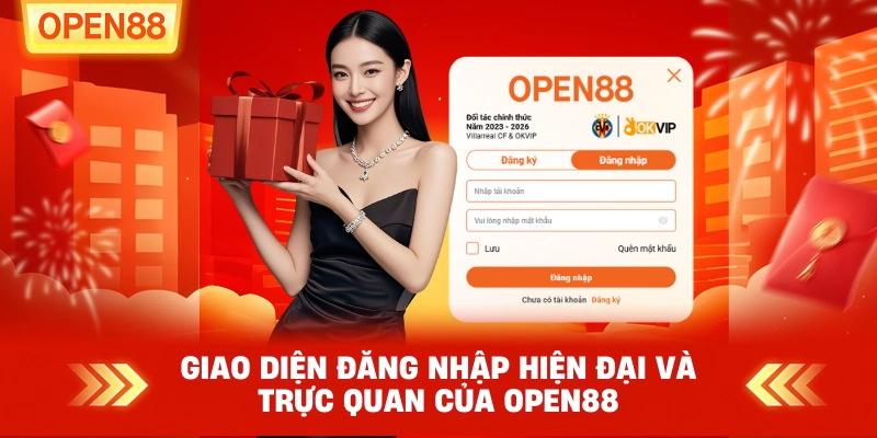 Giao diện đăng nhập hiện đại và trực quan của OPEN88.
